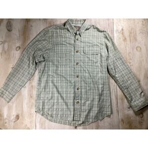 Duluth Trading Company Long Sleeve Quick Dry Green Plaid Shirt Men's Medium
